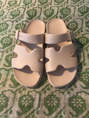 Women’s Neutral Beige Slide Sandals with Adjustable Strap